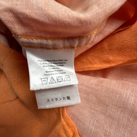 Eddie Bauer Mens Orange Geo Short-Sleeve Button-Up Shirt XL Linen Cotton Outdoor - Picture 4 of 8